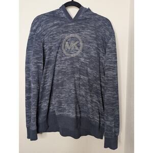 Michael Kors Heather Blue Hoodie Studded Logo Soft Cozy XL